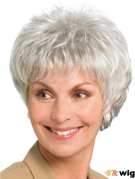 6 inch Straight Lace Front Synthetic Ideal Grey Wigs
