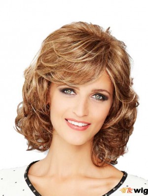 Chin Length Wavy Brown Hand-Tied Wigs Style