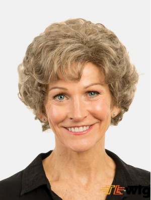 Curly Brown Monofilament Synthetic Bobs 8 inch Ladies Fashion Short Wigs