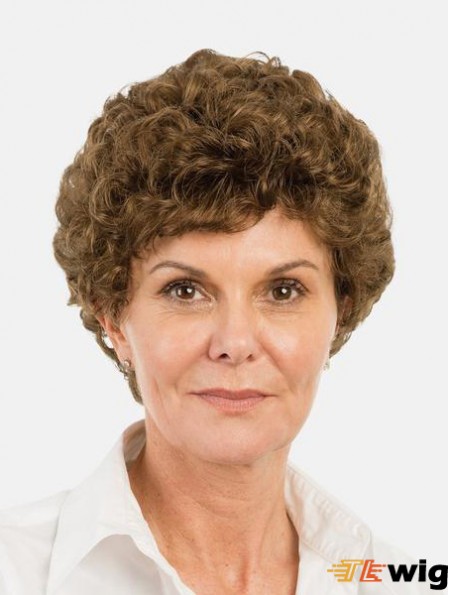 Synthetic Brown Curly 8 inch Bobs Short Monofilament Wigs