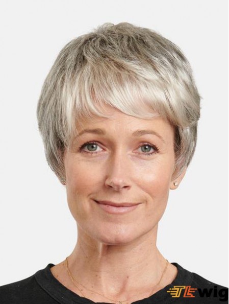 Synthetic Grey Straight 8 inch Short Incredible Monofilament Wigs