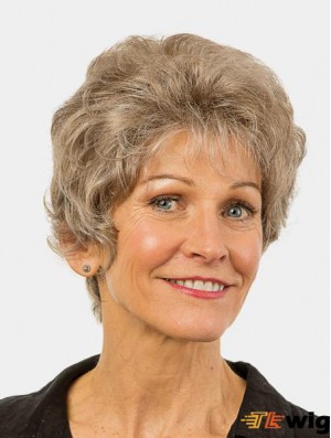 Wavy Brown Monofilament Synthetic Layered 8 inch Modern Short Wigs