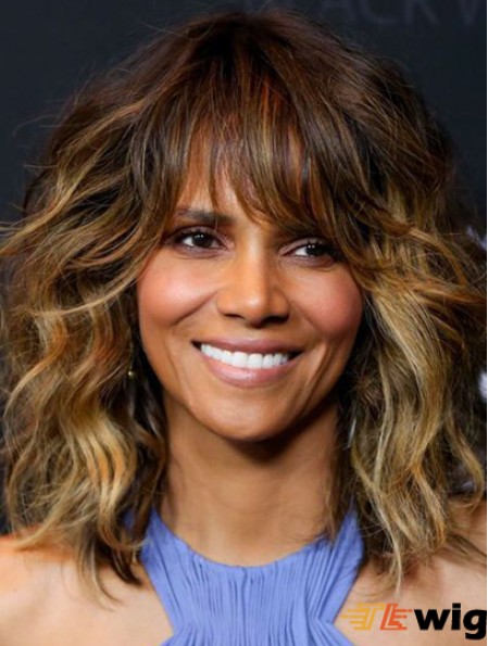 Wavy Capless Shoulder Length With Bangs  Wigs