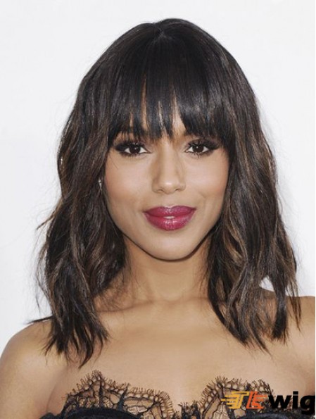 Wavy Shoulder Length Brown Synthetic Kerry Washington Wigs