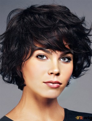 Wigs For Women Black Cropped Wavy Boycuts Wigs