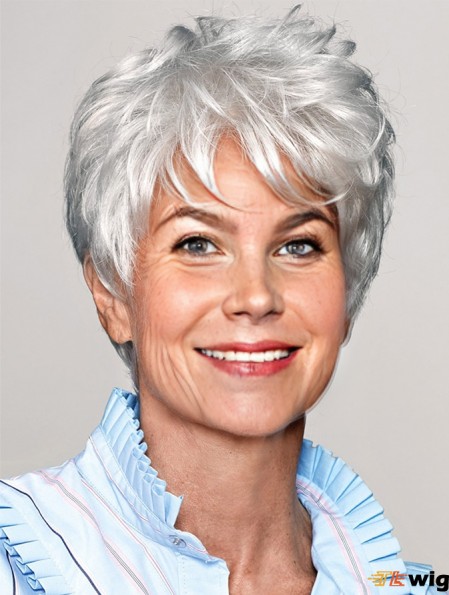 Wigs Online White Cropped Wavy Boycuts Wigs