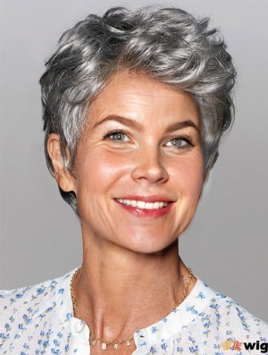Wigs For Women Salt And Pepper Cropped Wavy Grey Wigs