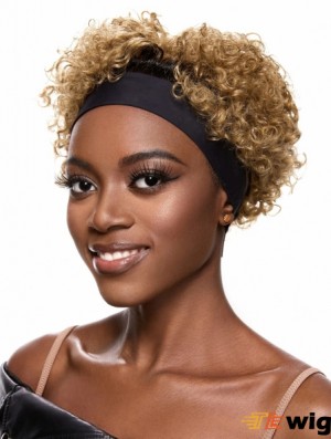 Curly Style African American Short Human Hair Wigs With Headband