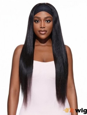 Headband Silky And Soft Long Straight Human Hair Wigs