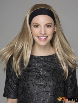 Headband Style Straight Long Blonde Synthetic Wigs