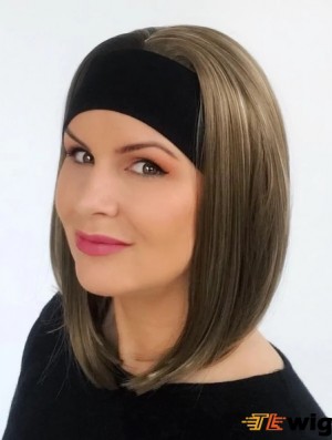 Shoulder Length Headband Blonde Synthetic Wigs