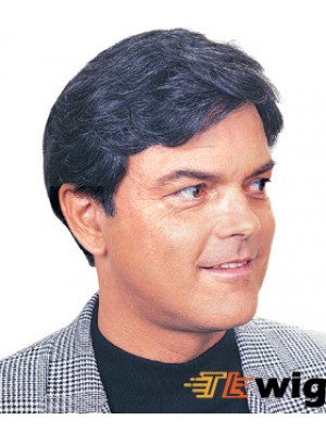 Men's Toupee UK With Synthetic Monofilament Short Length Straight Style