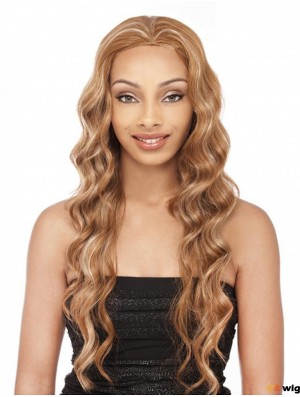 Wavy Brazilian Remy Hair Blonde Long Soft 3/4 Wigs