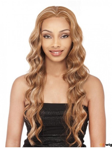 Wavy Brazilian Remy Hair Blonde Long Soft 3/4 Wigs