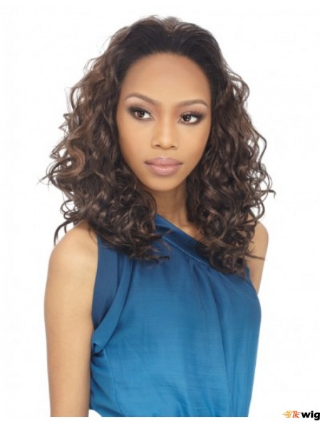 Long Curly Brown Fabulous Indian Remy Hair Half Wigs