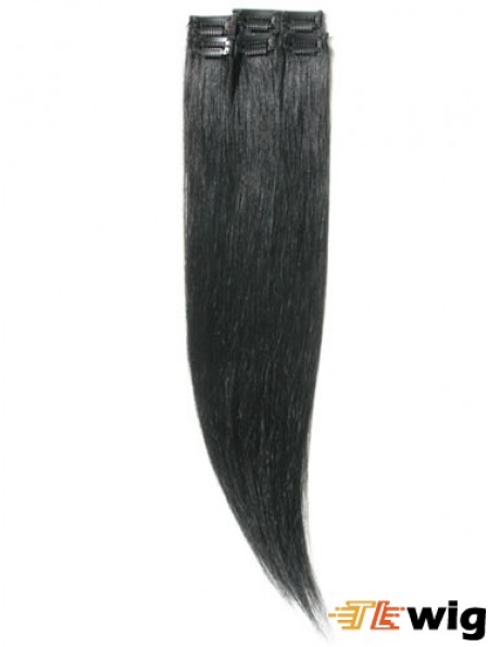 Amazing Black Straight Remy Human Hair Clip In Hair Extensions