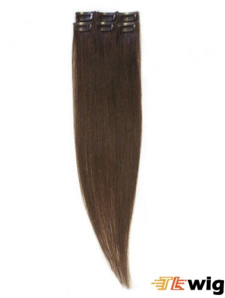 Popular Brown Straight Remy Human Hair Clip In Hair Extensions