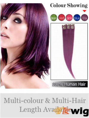 Convenient Black Straight Remy Human Hair Clip In Hair Extensions