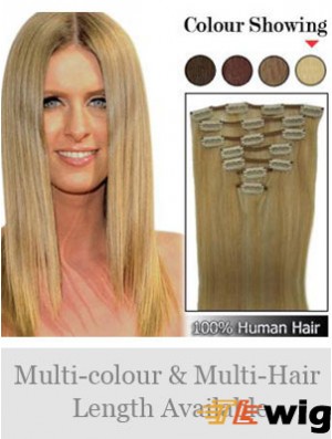 Stylish Blonde Straight Remy Human Hair Clip In Hair Extensions