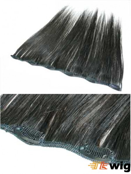 Fabulous Black Straight Remy Human Hair Clip In Hair Extensions