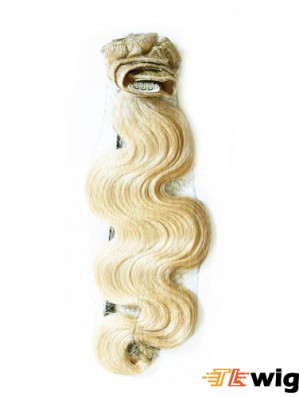 Stylish Blonde Wavy Remy Human Hair Clip In Hair Extensions