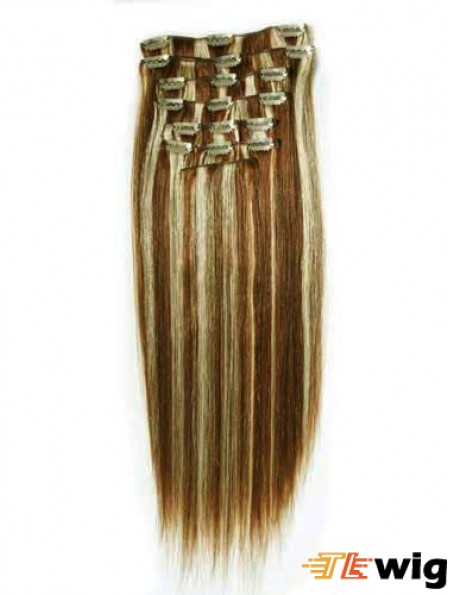 New Brown Straight Remy Human Hair Clip In Hair Extensions