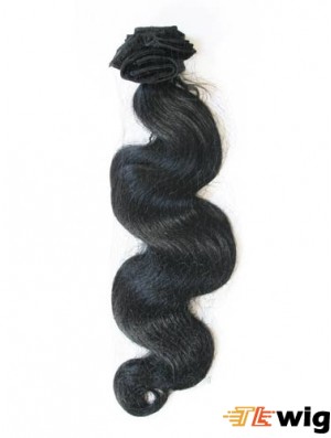 Black Wavy Style Remy Human Hair Tape In Hair Extensions