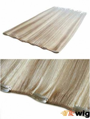 Convenient Blonde Straight Remy Human Hair Clip In Hair Extensions