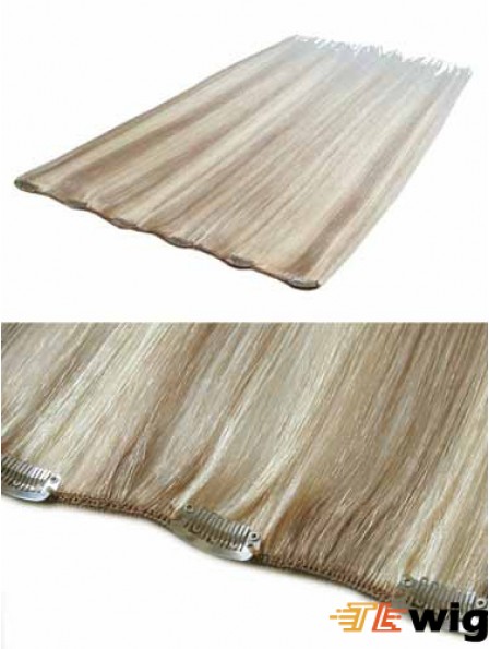 Convenient Blonde Straight Remy Human Hair Clip In Hair Extensions