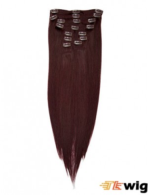 Fashionable Red Straight Remy Human Hair Clip In Hair Extensions