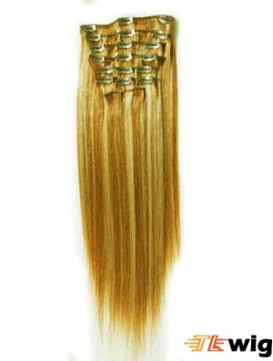 Durable Blonde Straight Remy Human Hair Clip In Hair Extensions