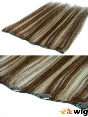 Hair Extensions Clip In Brown Color Straight Style With Remy