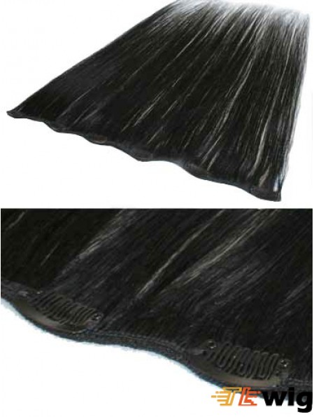 Popular Black Straight Remy Human Hair Clip In Hair Extensions