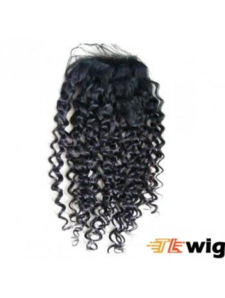 Lace Closures Curly Style Black Color Long Length With Remy