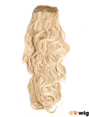 Curly Remy Human Hair Blonde Stylish Weft Extensions