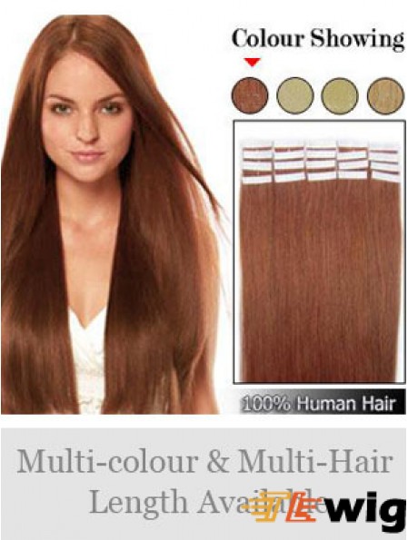 Auburn Straight Ideal Remy Human Hair Tape In Hair Extensions