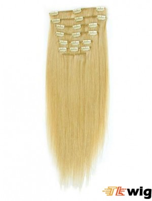 Suitable Blonde Straight Remy Human Hair Clip In Hair Extensions