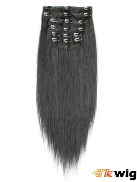 Incredible Black Straight Remy Human Hair Clip In Hair Extensions