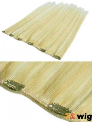 Cheapest Blonde Straight Remy Human Hair Clip In Hair Extensions