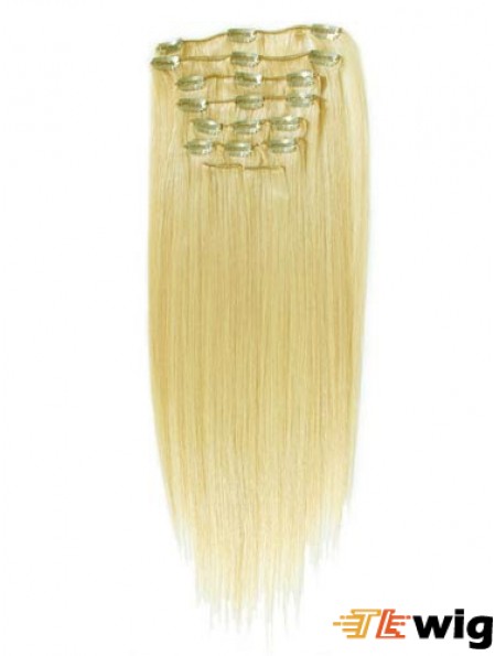 Style Blonde Straight Remy Human Hair Clip In Hair Extensions