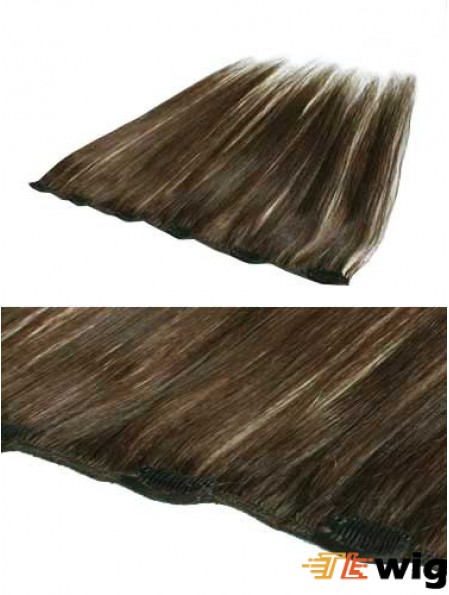 Convenient Brown Straight Remy Human Hair Clip In Hair Extensions
