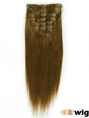 Ideal Brown Straight Remy Human Hair Clip In Hair Extensions