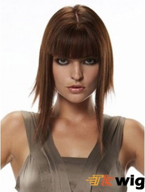 Human Hair Hairpieces Straight Style Long Length Auburn Color