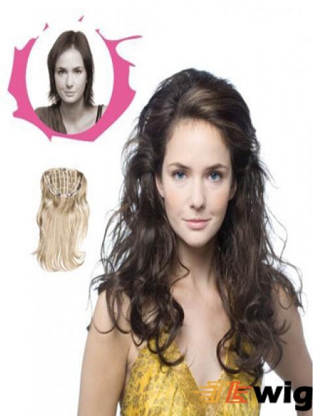 Long Curly Brown Sleek Synthetic Half Wigs