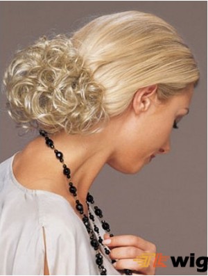 Ideal Blonde Curly Synthetic Clip In Hairpieces