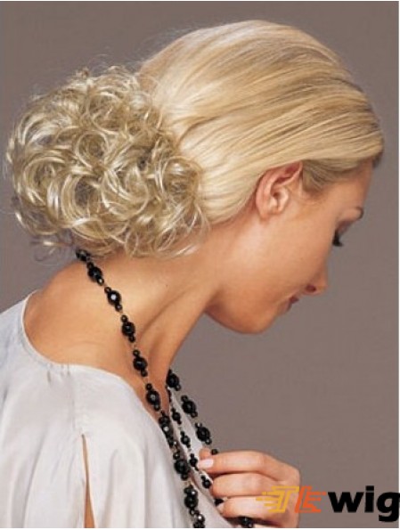 Ideal Blonde Curly Synthetic Clip In Hairpieces
