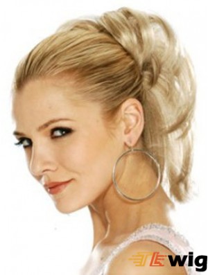 Hairpieces Clip In Blonde Color Straight Style With Synthetic