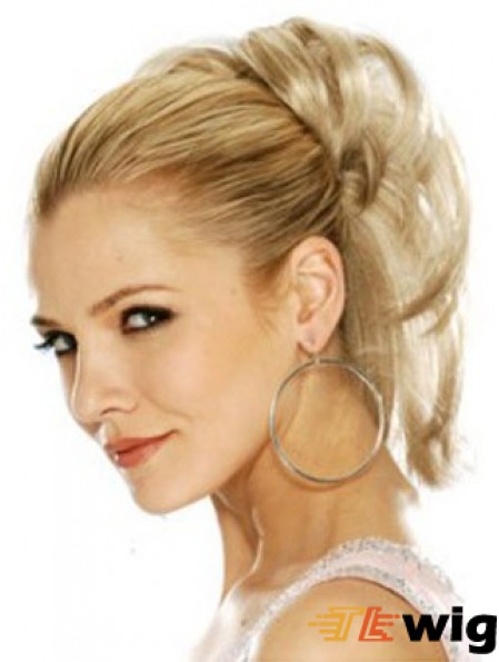 Hairpieces Clip In Blonde Color Straight Style With Synthetic