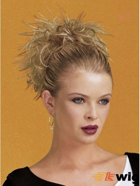 Clip On Hairpieces Short Length Blonde Color Straight Style