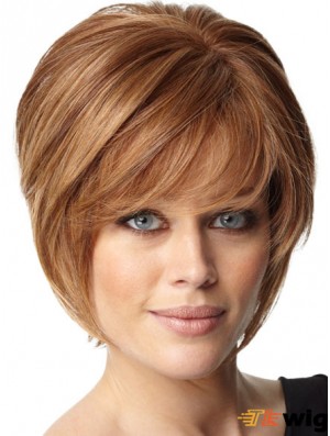 Short Bob Remy Human Wigs Capless Auburn